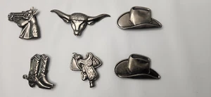 Vintage Set of 6 Nony New York Cowboy Equestrian Button Covers Hat Horse Boots - Picture 1 of 9