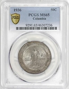 1936 Columbia Commemorative Half Dollar 50c PCGS MS65, Toned Original [BN236] - Picture 1 of 4