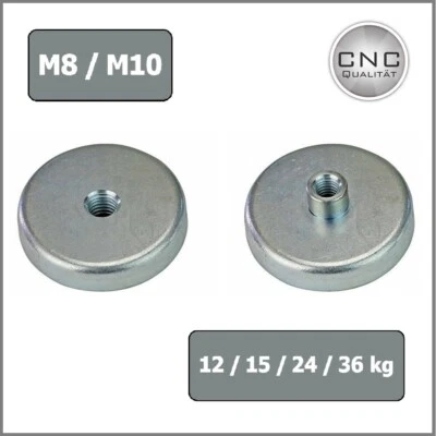 MARKENLOS CNC QUALITÄT Dauermagnet - Magnetfuß mit Gewinde M8 / M10