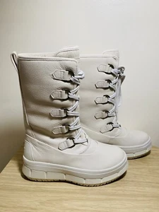Sperry Kittery lace up waterproof leather upper faux fur boots ivory NWOB sz 9 - Picture 1 of 7