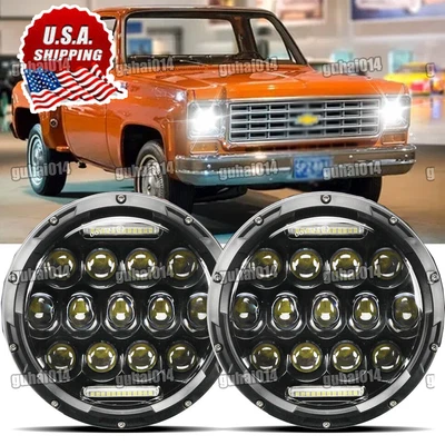 Par de faros LED redondos de haz alto/bajo de 7" pulgadas para Chevrolet C10/C20/C30 1975-1980 Foto 1 de 4