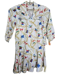 Conjunto Camisa Falda Estampado Cuerda Bandera Náutica Michael Evan Miami De Colección Talla 10 EE. UU. - Imagen 1 de 9