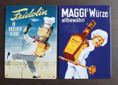 Blechschild 2 Stück, Maggi, neu, zum Aufhängen, Retro Motiv, ca. 21x14,5 cm - Bild 1 von 2