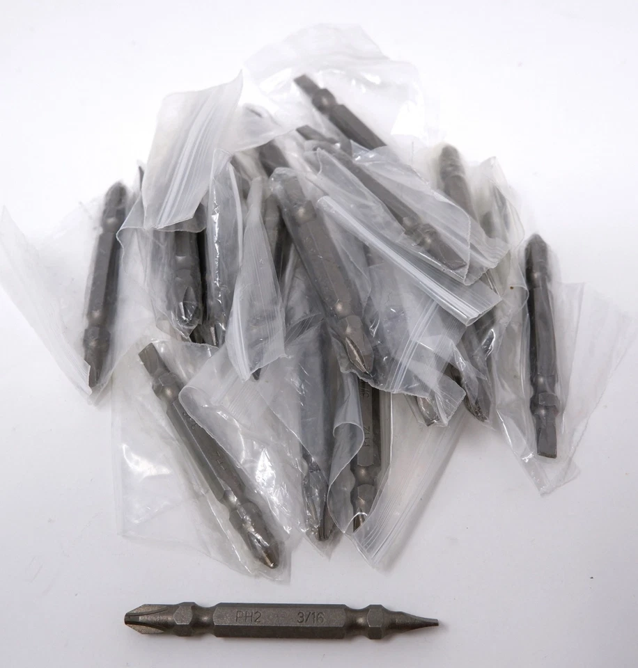 LOT OF 20 DOUBLE ENDED SCREWDRIVER BITS, PHILLIPS/FLATHEAD PH2+3/16 - NEW! - Image 1 of 1