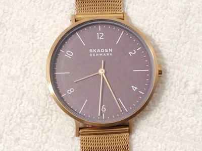 Reloj para mujer Skagen Aaren esfera marrón acero inoxidable chapado en oro rosa correa de malla Foto 1 de 4