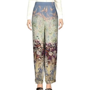 VALENTINO Silk palazzo Pants Elastic Waist Pleated Trouser Landscape Print Sz 10 - Picture 1 of 20