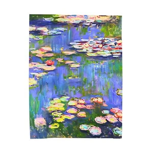 Bright Monet Water Lillies Fine Art Velveteen Plush Blanket - Picture 1 of 5
