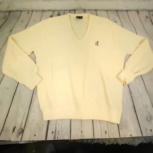 Pull vintage PGA Tour homme golf moyen brodé orlon acrylique ivoire beige - Photo 1/10