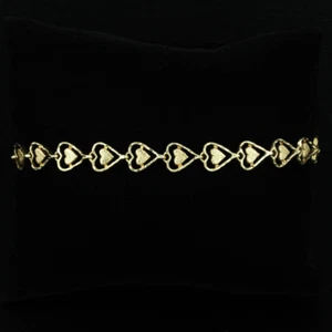 10k Yellow Gold Heart Link Bracelet - Picture 1 of 4