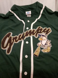 Disneyland Resort Disney Grumpy - Miners Baseball Jersey Sz M Green Button Up - Picture 1 of 5