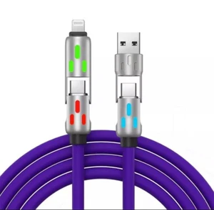 4-in-1 USB C Cable 240W 4FT for Apple Cable Fast Charging 480Mbps Purple - Picture 1 of 3