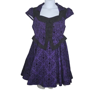 Once Upon a Time Hot Topic Regina Purple Black Dress XL Damask Pattern Witchy - Picture 1 of 10