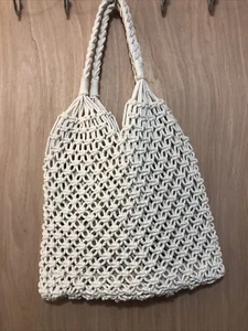 New Handmade Crochet Summer White Long Cotton Bag Purse No Lined   - Picture 1 of 4