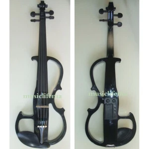 4/4 Elektro Geigenkoffer Steg Saite Kabel Kolophonium Ebenholz Heringe Kopfhörer schwarz - Bild 1 von 7