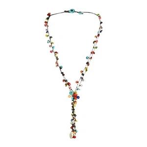 Hermoso y elegante collar de gota artesanal colorido racimo de piedras - Imagen 1 de 9