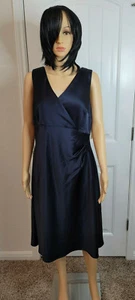 Ralph Lauren Damen marineblau ärmellos knielange Passform + Flare Cocktailkleid 14 - Bild 1 von 6