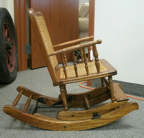 Children's Highchair Converts to Rocker Antique Victorian Oak Wood Cane Cover