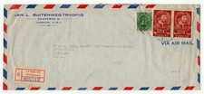 CURACAO NETHERLAND ANTILLES 1950 REGIST. COVER TO MICHIGAN USA NICE STAMPS -CAG