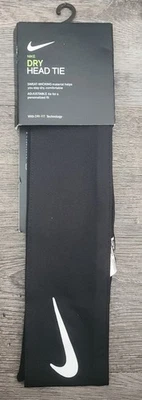 NIKE Dry Head Tie Dri-FIT 3.0 Diadema Negra Absorbente de Sudor Ajustable NUEVO Foto 1 de 4