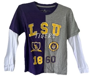 Colosseum Youth LSU Long Sleeve Tee Double Layer NCAA 12-14 Dual Blend NEW - Picture 1 of 7