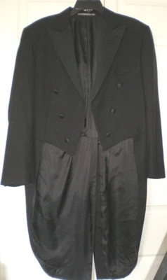 A MEDIDA Hickey Freeman Abrigo Cola Larga Chaqueta Pantalón DB Esmoquin Traje Hombres 40 R Foto 1 de 4