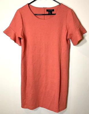 Vestido Tahari para mujer 8 coral rosa funda mini manga acampanada elástico cremallera trasera Foto 1 de 4
