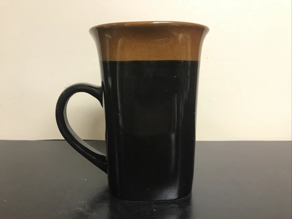Royal Norfolk Black Square Coffee/Latte Mug with Brown Rim 5" 14oz Excellent - Image 1 of 4