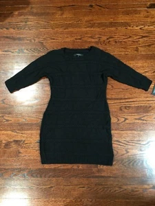 NWT Andrew Marc New York Women Crew Neck Cable Sweater Dress Size M Black - Picture 1 of 5