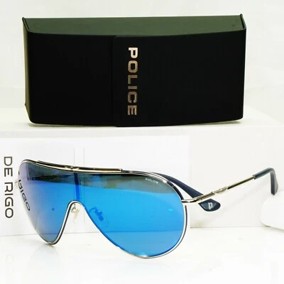 Auténticas gafas de sol POLICE para hombre diseñador azul espejo visera esquí SPL 964 F94B - Imagen 1 de 4