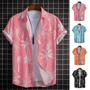 Camisa hawaiana para hombre playa informal abotonada manga corta suaves camisetas fiesta - Imagen 1 de 16