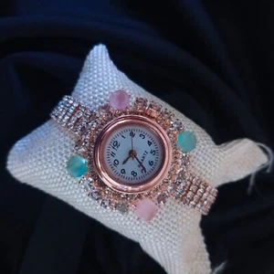 Womens Rose Gold Luxurious Watch Handmade Round Small Face Watch Statement Gifts - Picture 1 of 5