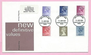OFICINA DE CORREOS FDC Enero 1981 NUEVO NÚMERO DEFINITIVO 6 valores a 25p Fdi KINGSTON - Imagen 1 de 2