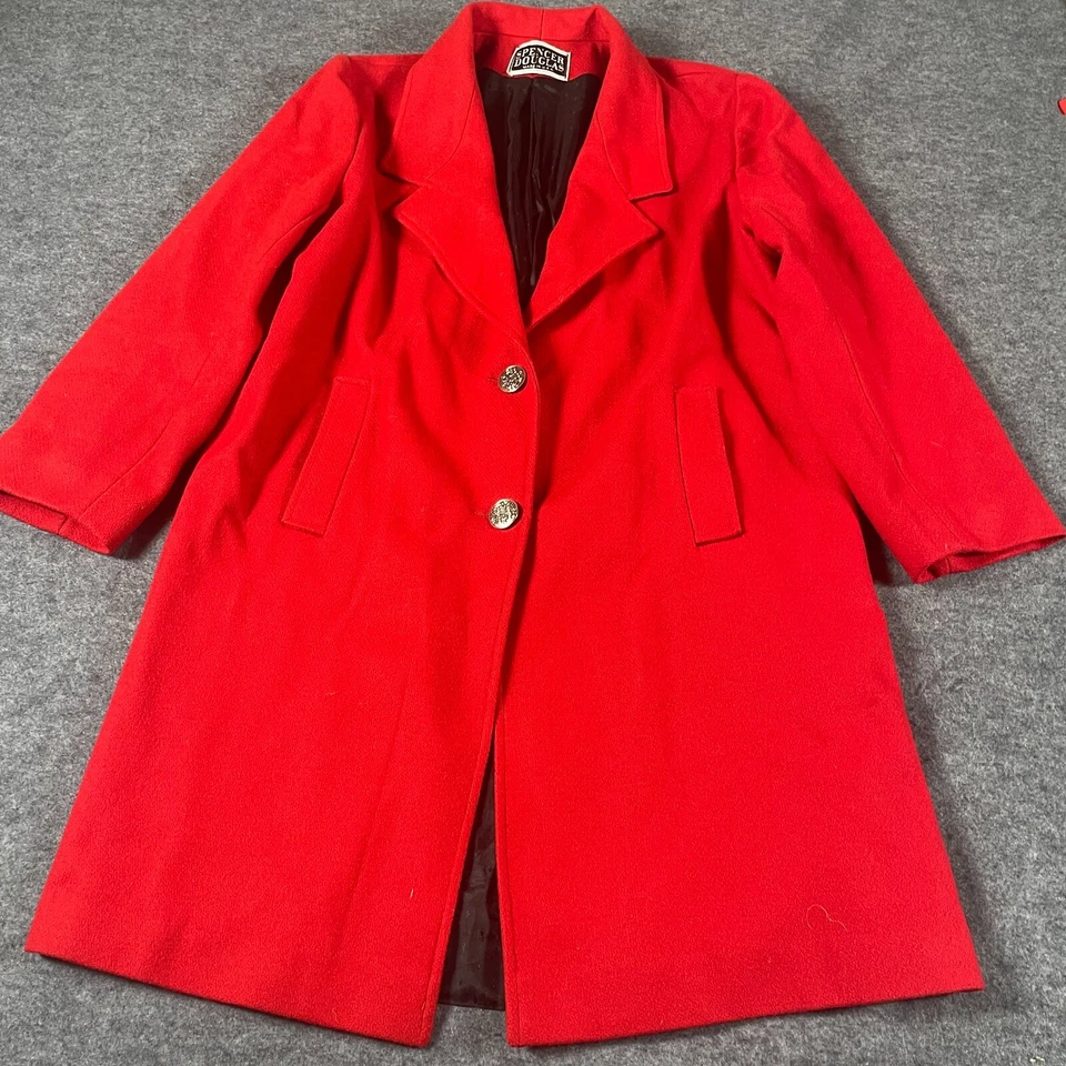 VTG Spencer Douglas Coat Women's Large Red Silver Buttons Lined Pockets Wool - Image 1 of 4