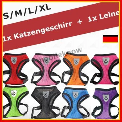 Ausbruchsicher Soft Verstellbar Hundegeschirr Geschirr Katzengeschirr mit Leine - Bild 1 von 4