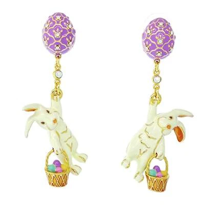 Adorables Pendientes de Conejo y Huevo de Pascua Ritzy Couture DeLuxe - Chapado en Oro 18k Foto 1 de 4