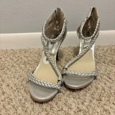 Michael Kors Alexa High Sandal Heel Metallic Silver Leather 8 Dressy Party Prom - Image 1 of 4