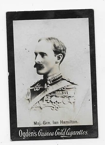 Antigua tarjeta de cigarrillo de oro de Ogden's Guinea mayor general Ian Hamilton - Imagen 1 de 2