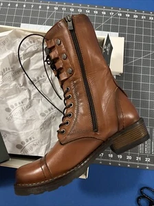 Spring Step Women’s Boots Size 37 (US 6 1/2 A 7) Brown Leather Combat Zip - New - Picture 1 of 11