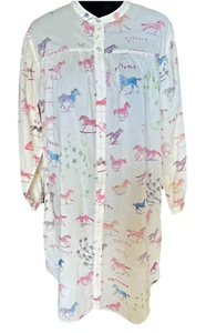 Mother The New To Town Shirt Dress Goodbye Horses Womens Large Cream 100% Cotton - Picture 1 of 18