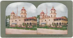 California’s Old Mission Building at 1904 St. Louis World’s Fair Stereoview - Imagen 1 de 2