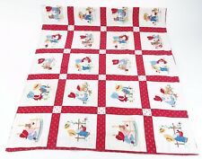 Baby Quilt Vintage 1950s Tapestry Blanket Handmade Animals Kids Planes 36 X 29