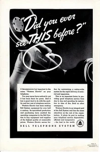 Pubblicità stampa d'epoca 1937 telefono a campana Western Electric mai visto questo - Foto 1 di 2
