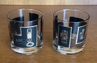 Pair Of 2 Vintage Black And Gold Old Fashioned Rocks Glasses With Telephones Bar