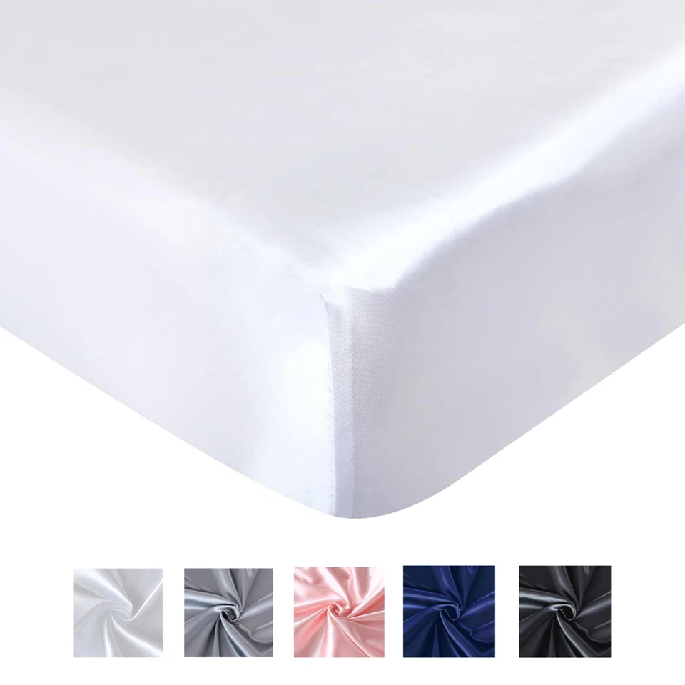 Sábana bajera ajustable de seda para colchón de cuna estándar sábanas de cuna de satén 52"x28" Foto 1 de 1