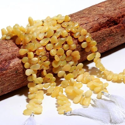 Natural Yellow Opal Gem Multiple Size Smooth Pear Beads 8" Strand - Image 1 of 4