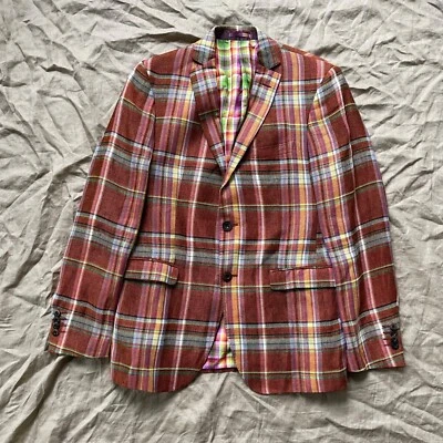 Chaqueta Blazer Etro Para Hombre Lino Viscosa Seda Cuadros Talla M Foto 1 de 4
