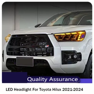 Pair LED Headlight Front DRL Sequential Turn Siganls For Toyota Hilux 2021-2024 - Foto 1 di 8