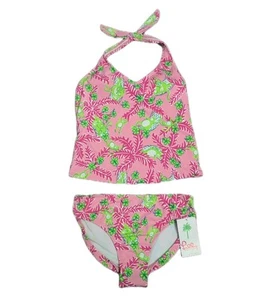 NWT Lilly Pulitzer Tankini Swimsuit Set Top + Bikini Bottom Pink Green Monkey 8 - Picture 1 of 8