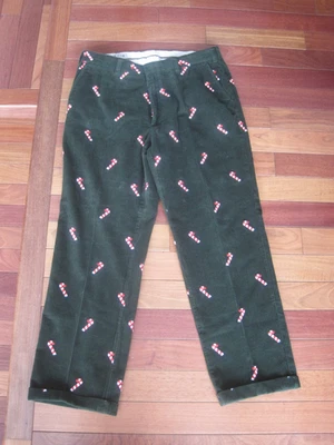 Bastón de caramelo Orvis vacaciones pana verde pierna recta talla 38 38 x 34 Navidad Foto 1 de 3