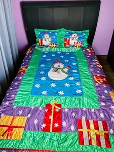 VTG Pem America Inc. Snowman Holiday Comforter set 2 Standard Shams Sz King Plus - Picture 1 of 16